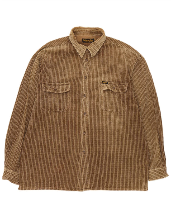 Wrangler herre fløjlsskjorte XL brun bomuld