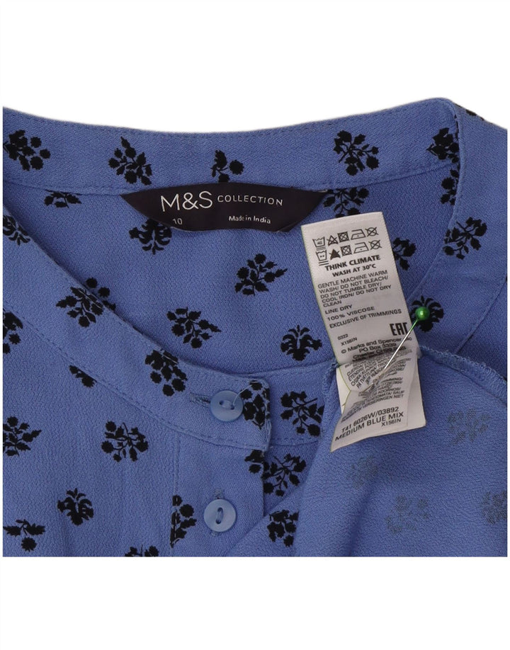 Marks & Spencer Dameskjortebluse UK 10 Small Blue Floral Viscose