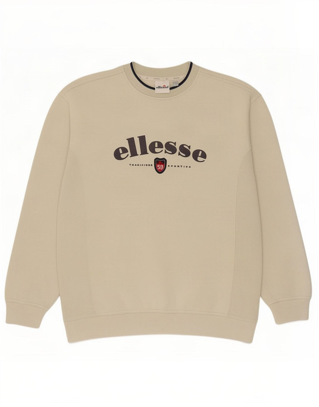 Ellesse Herre Grafisk Sweatshirt Jumper UK 42/44 Stor Beige