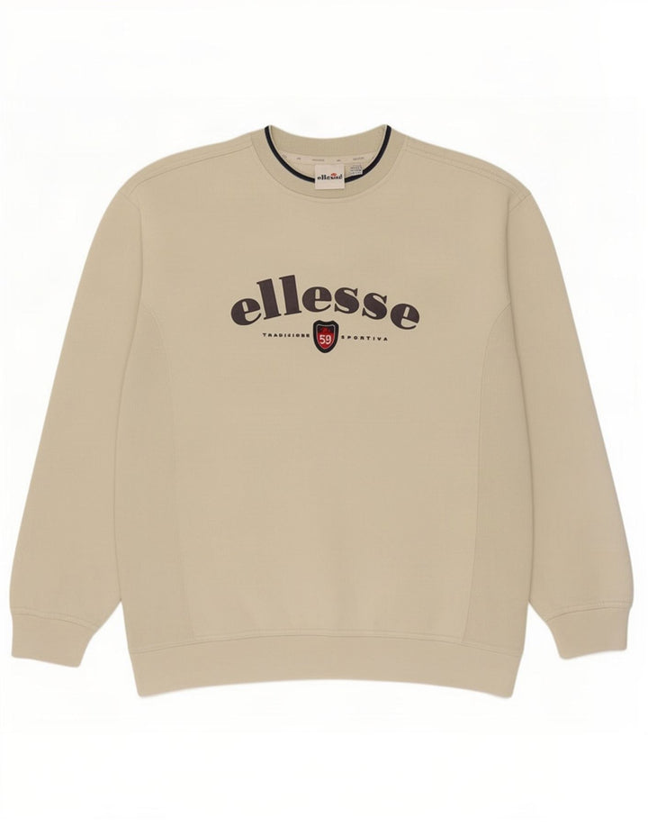 Ellesse Herre Grafisk Sweatshirt Jumper UK 42/44 Stor Beige