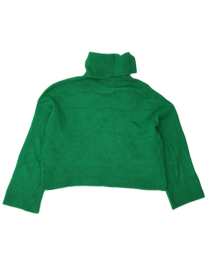 Zara Womens Crop Oversized rullehals sweater UK 10 Small Green