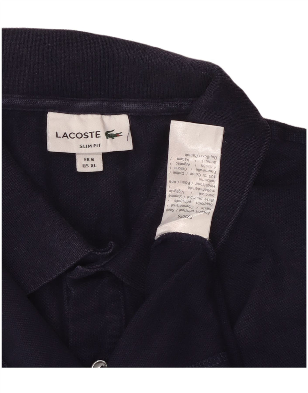 LACOSTE Herre Slim Fit Polo Shirt Størrelse 6 XL Marineblå Bomuld