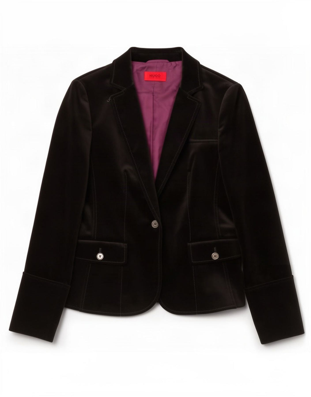 Hugo Boss Dame 1-knap Velvet Blazer Jacket UK 10 Small Black