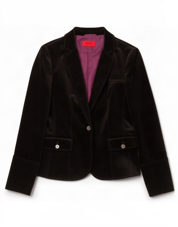 Hugo Boss Dame 1-knap Velvet Blazer Jacket UK 10 Small Black
