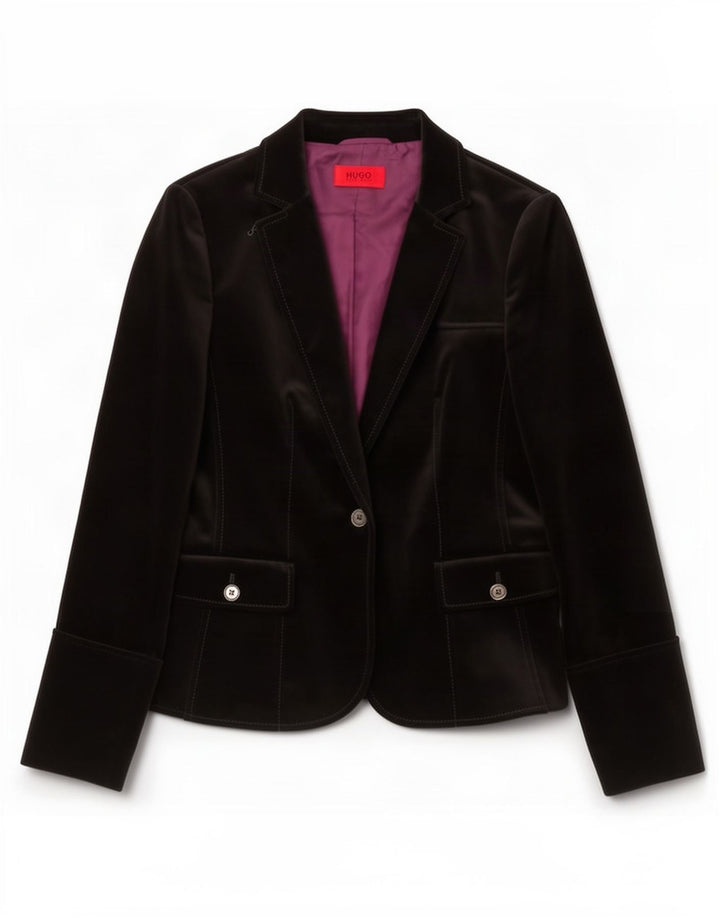 Hugo Boss Dame 1-knap Velvet Blazer Jacket UK 10 Small Black