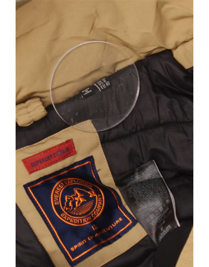 Superdry Parkajakke med hætte til kvinder UK 12 Medium Beige Polyester