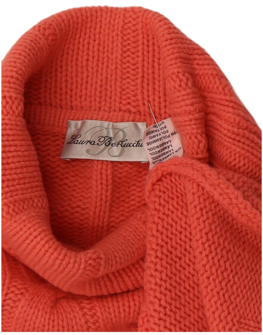 Laura Berlucchi Dame Roll Neck Sweater UK 16 Large Pink Lammeuld