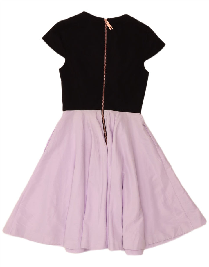 Ted Baker Dame A-Line Kjole US 1 XS Sort Colourblock Polyester