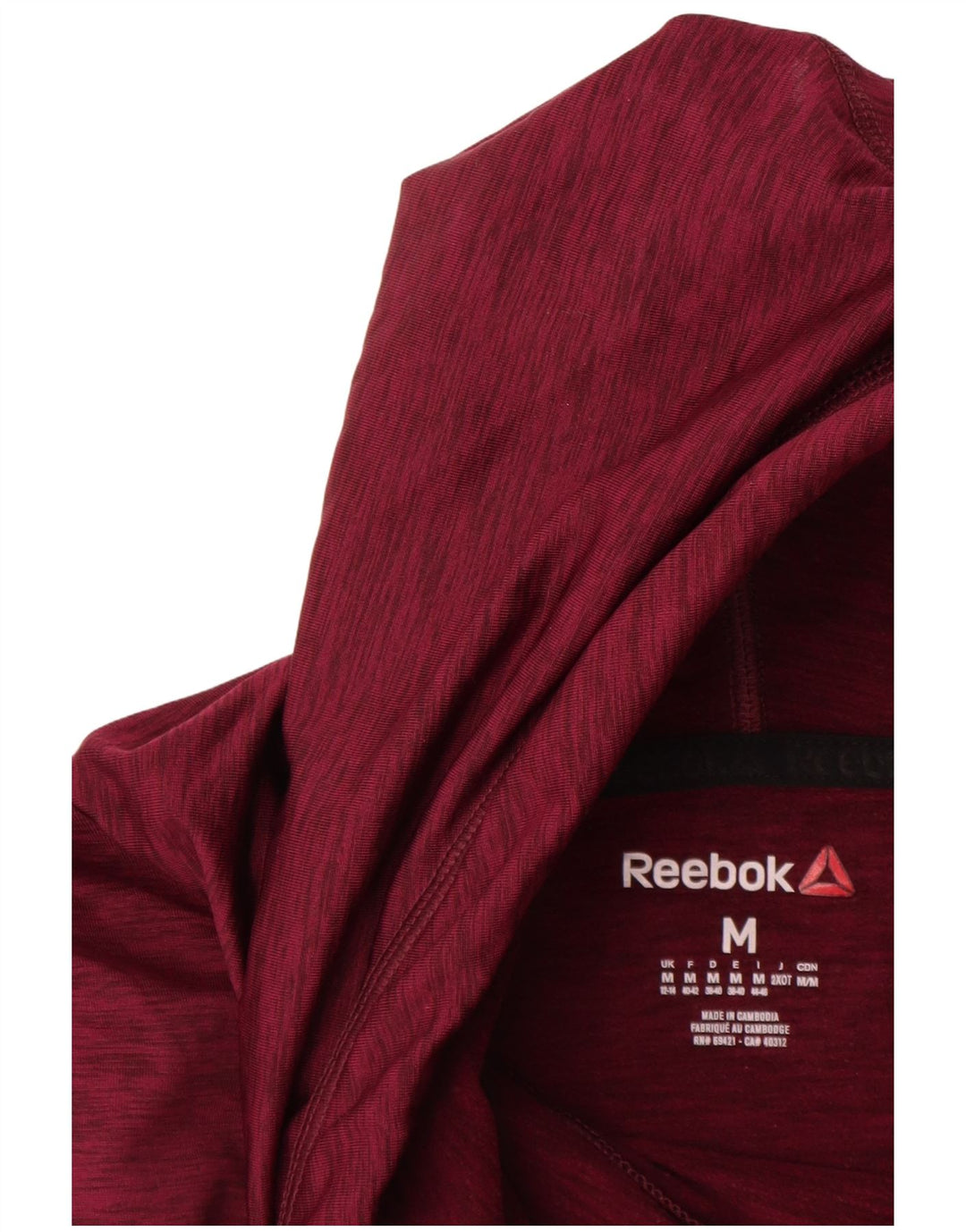 REEBOK hættetrøje til kvinder UK 12/14 Medium Maroon Flecked Polyester