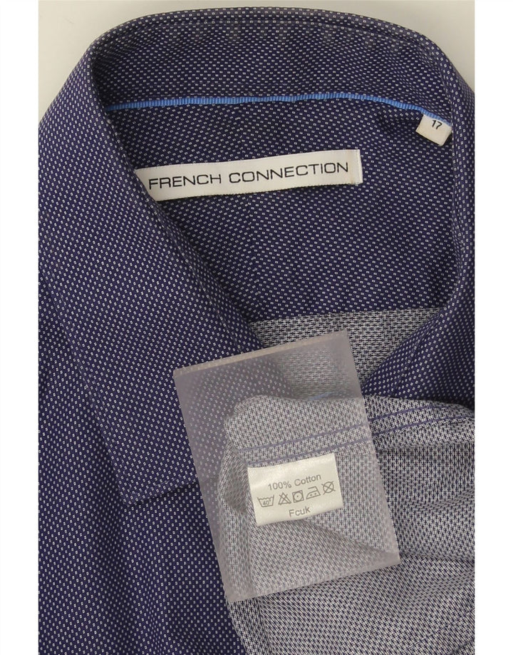 French Connection Herreskjorte str. 17 XL Marineblå plettet bomuld