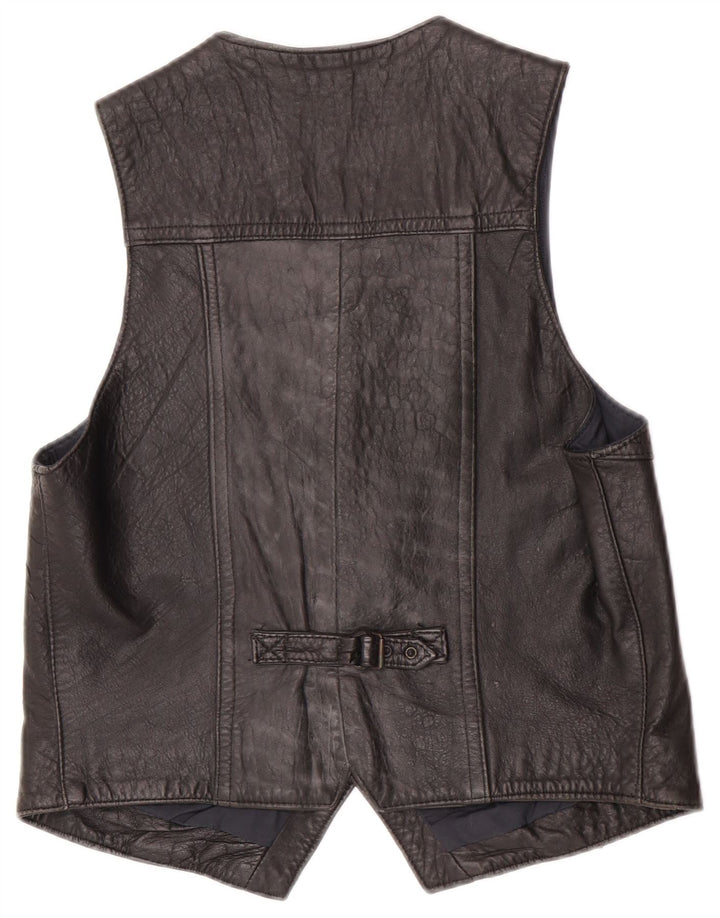 Vintage herre læder vest mellem sort læder