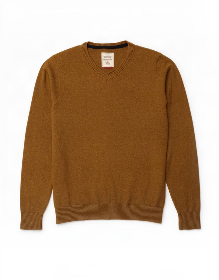 Fat Face Herre V-hals sweater Medium Brun Bomuld