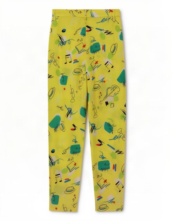 Iber Dame abstrakt mønster Casual Bukser IT 46 Large W28 L28 Gul