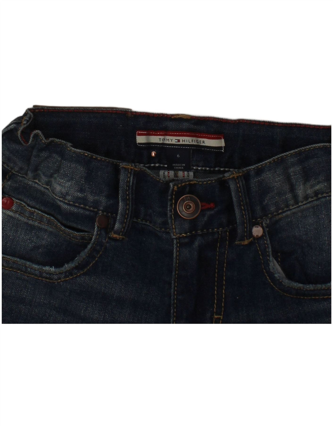 TOMMY HILFIGER Drenge Distressed Straight Jeans 5-6 år W24 L20 Blå