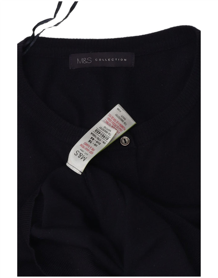 Marks & Spencer Dame Cardigan Sweater UK 16 Large Navy Blue Viscose