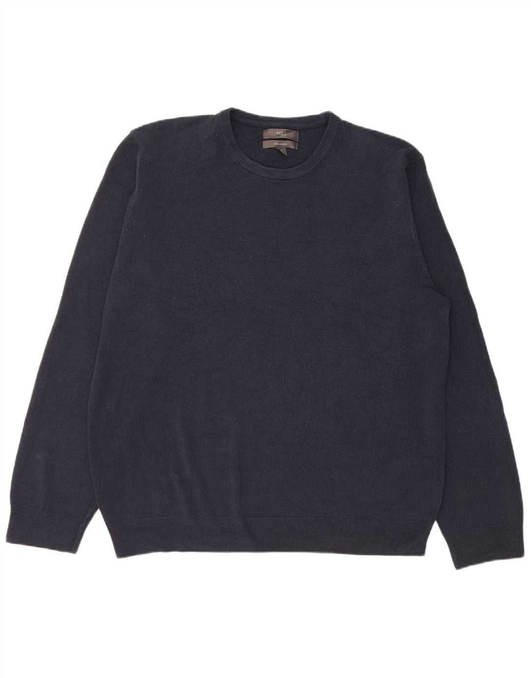 Marks & Spencer Herretrøje med rund hals 2XL marineblå akryl