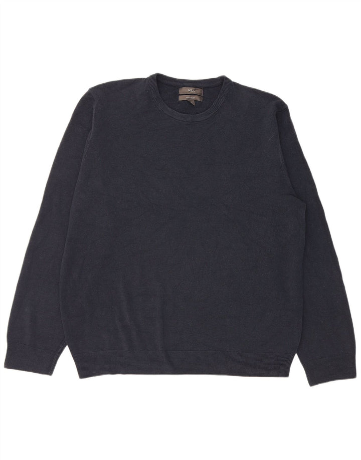 Marks & Spencer Herretrøje med rund hals 2XL marineblå akryl