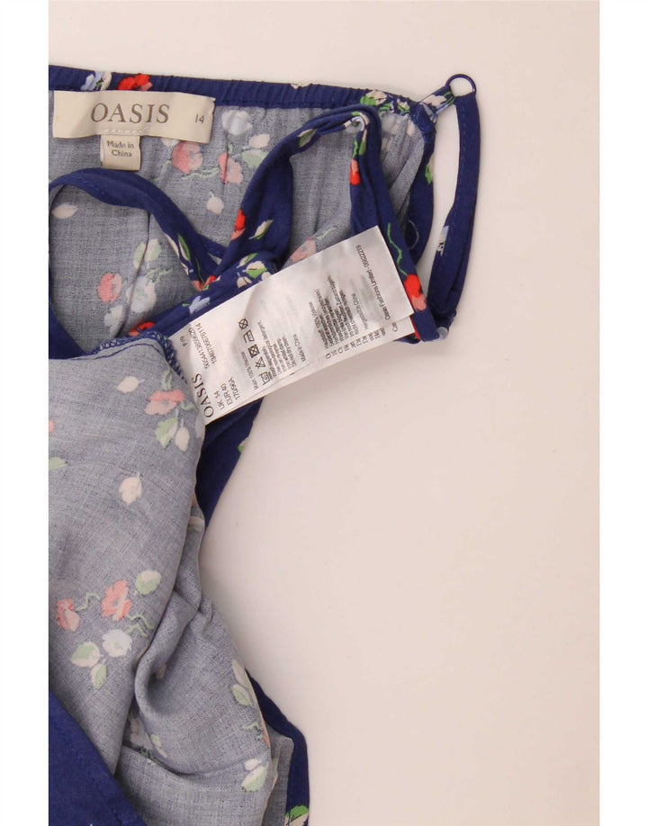 Oasis Dame Cami Top UK 14 Medium Blue Floral Viscose