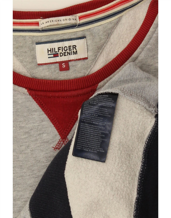 Tommy Hilfiger Dame Grafisk Sweatshirt Jumper UK 10 Lille Grå
