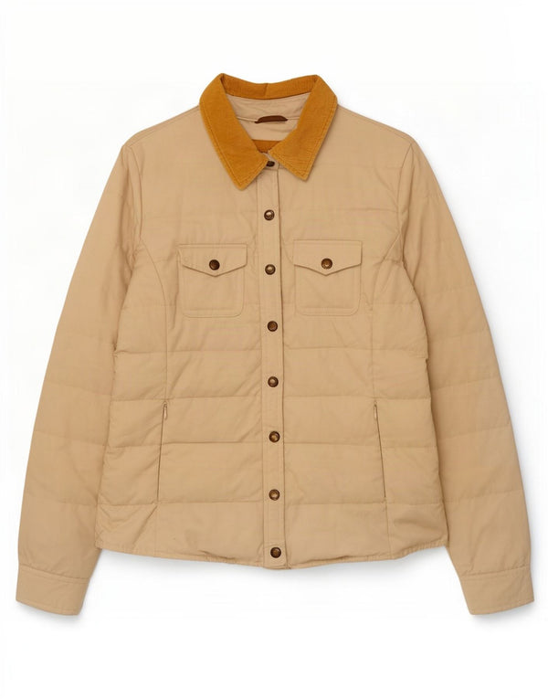 Massimo Dutti Dame Polstret Jakke UK 16 Stor Beige Bomuld