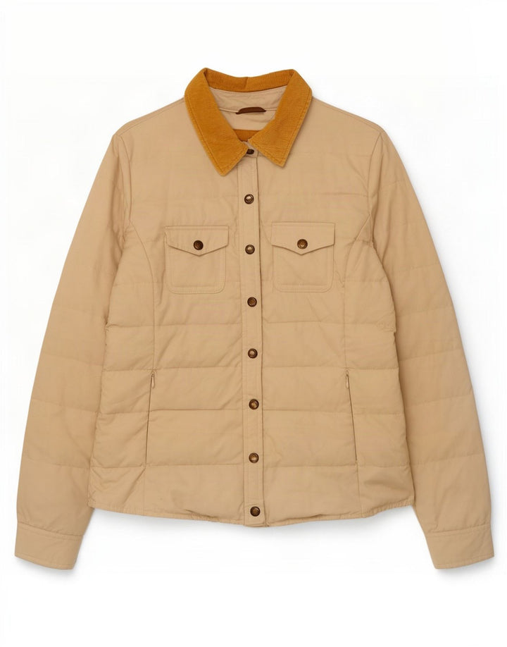 Massimo Dutti Dame Polstret Jakke UK 16 Stor Beige Bomuld