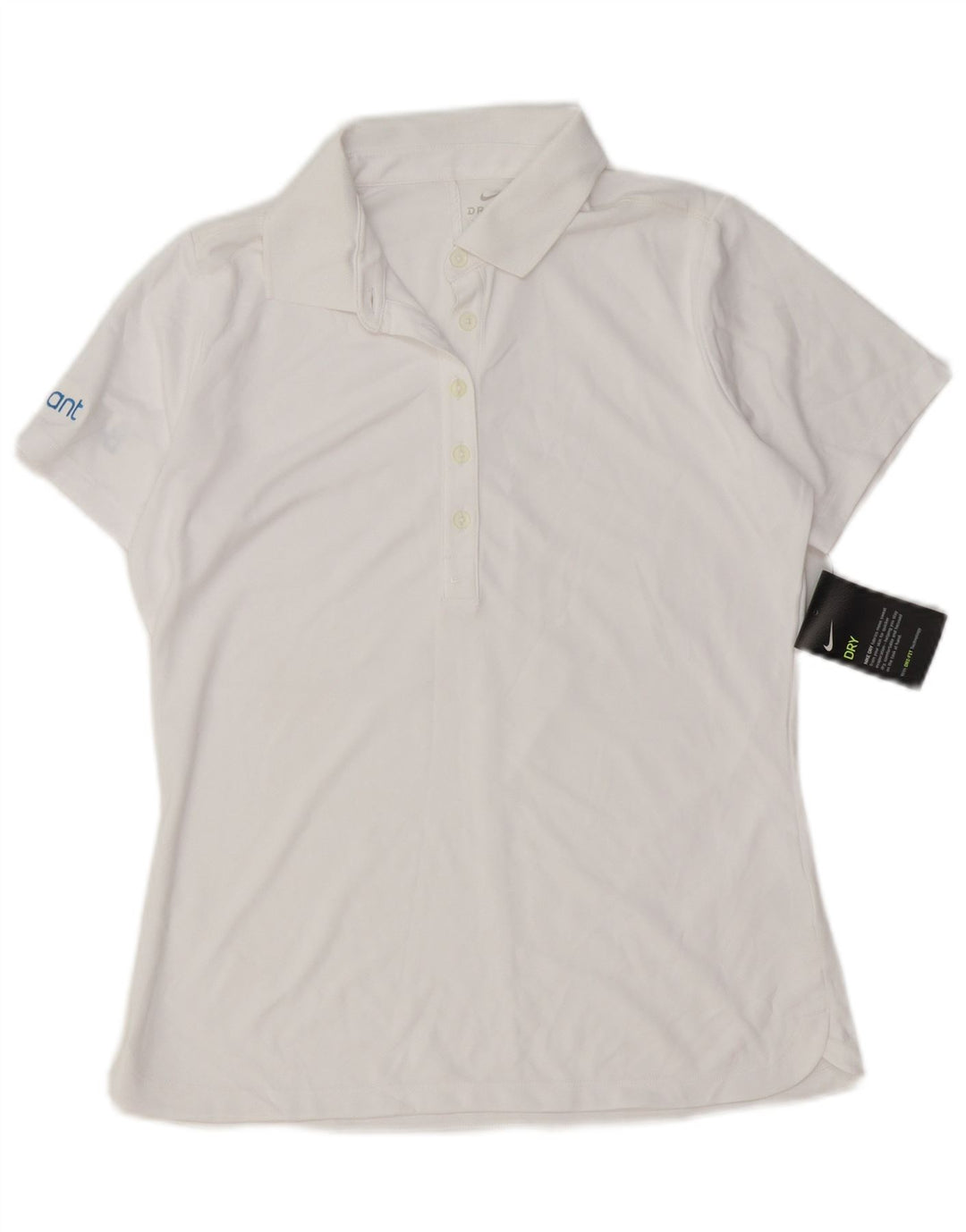 Nike Dame Dri Fit Polo Shirt UK 12 Medium White Polyester