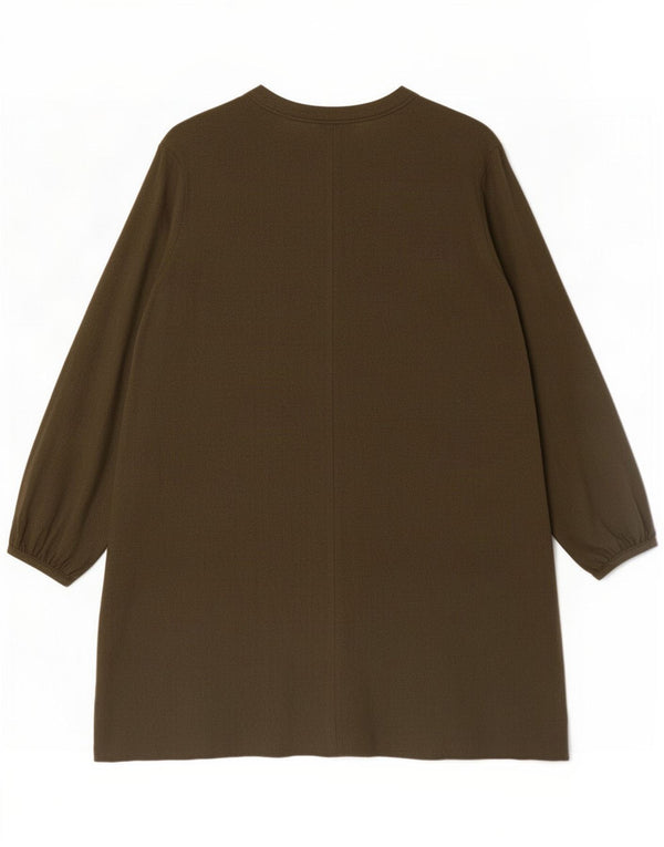 Benetton Dame Langærmet A-Line Kjole UK 14 Medium Khaki