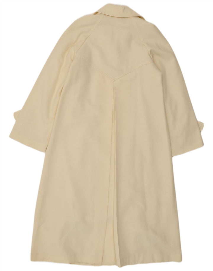 Vintage Trench Coat til kvinder UK 8 Small Off White Polyester