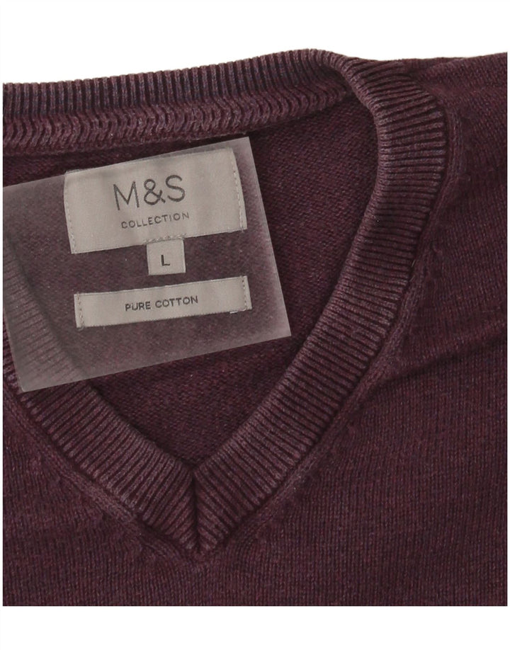 Marks & Spencer Herre V-hals sweater Stor lilla bomuld