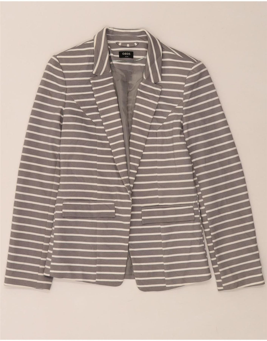 Oasis Womens Open Blazer Jacket UK 8 Small Gråstribet polyester