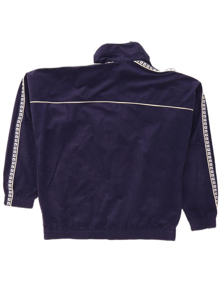 Diadora Herre grafisk velour træningsdragt topjakke UK 38 Medium Navy Blue
