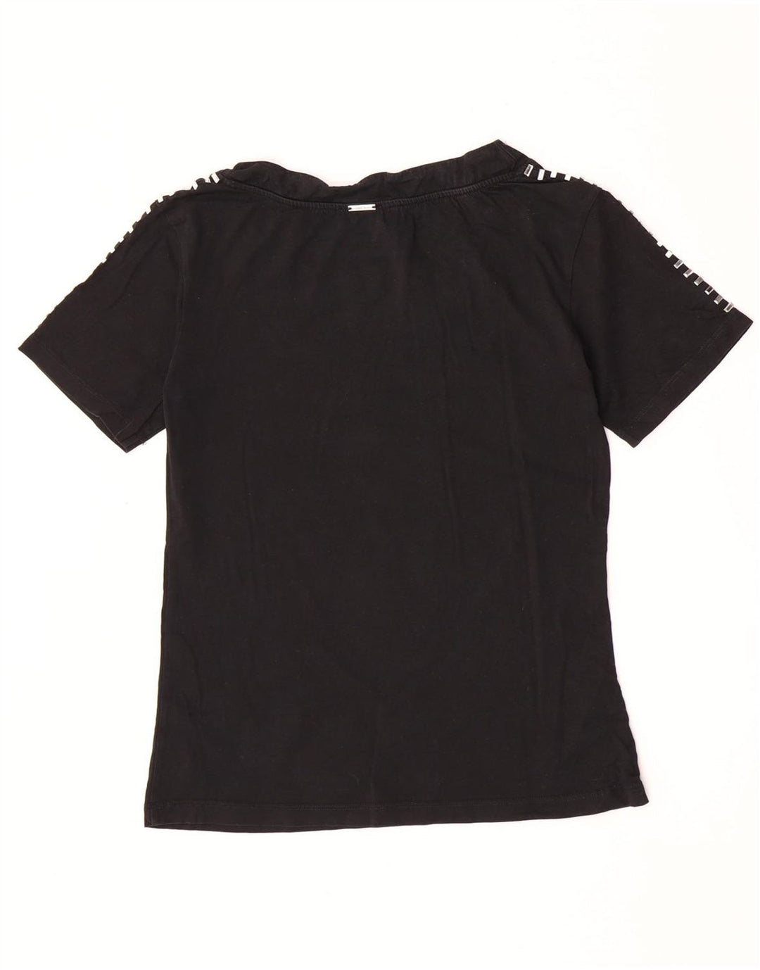 Liu Jo Dame T-Shirt Top UK 10 Lille Sort Bomuld