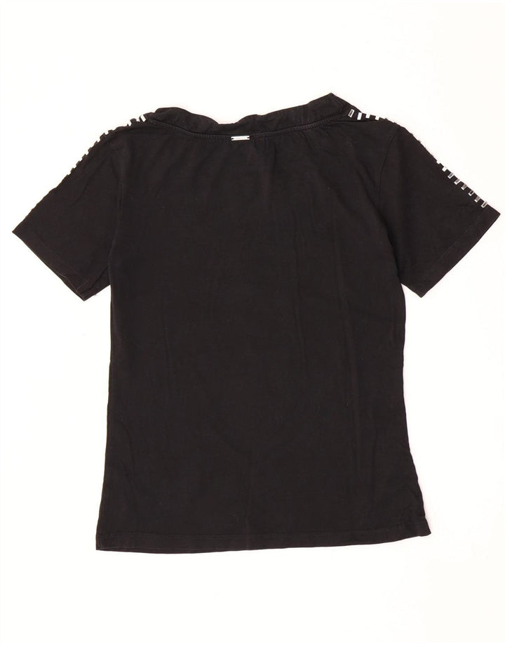 Liu Jo Dame T-Shirt Top UK 10 Lille Sort Bomuld