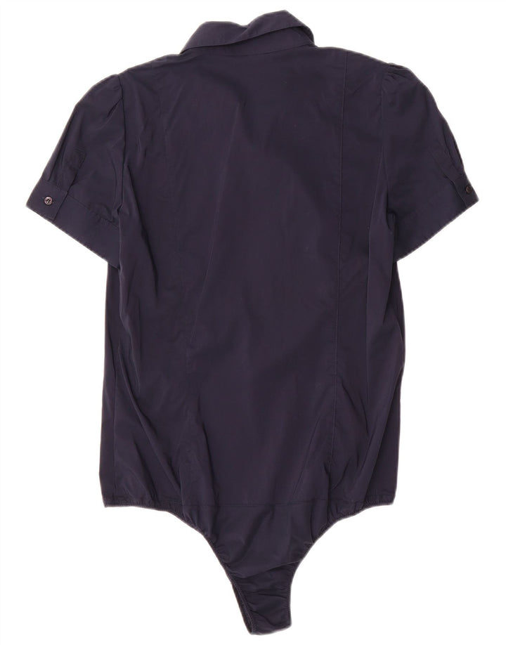 Atos Lombardini Dame Flæse Front Shirt Bodysuit IT 46 Large Navy Blue