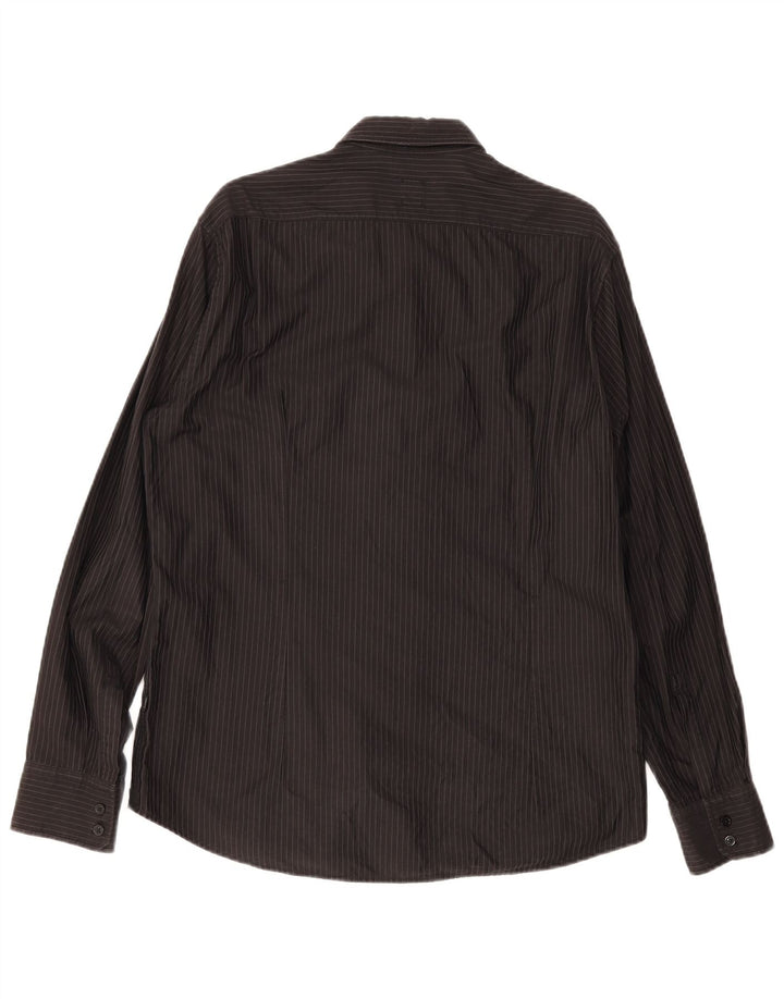 Hugo Boss Herre Fitted Shirt Stor sort stribet bomuld