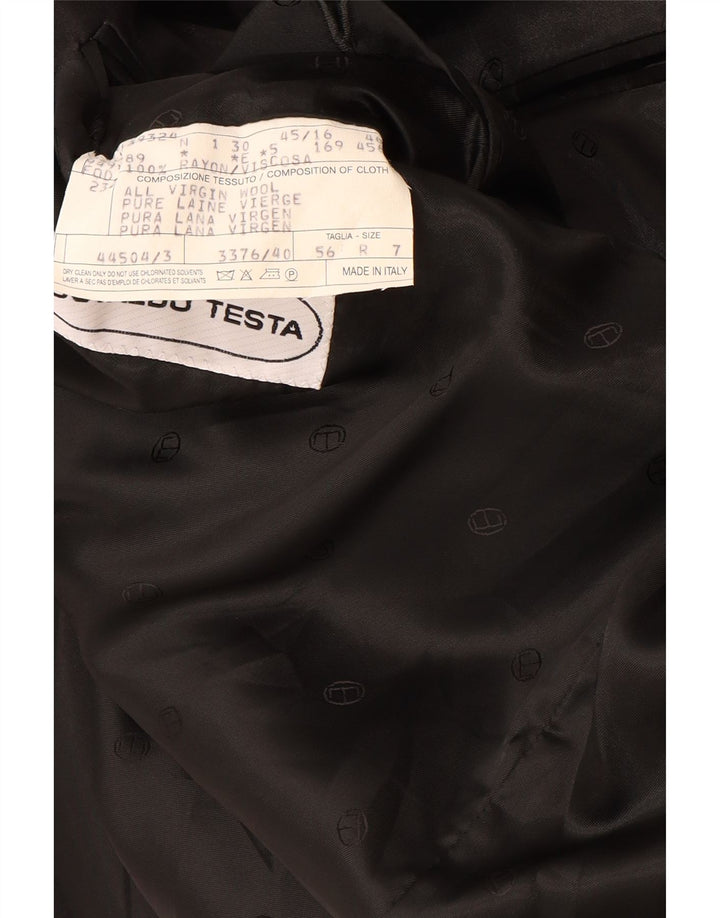 Osvaldo Testa Herre Double Breasted Blazer Jacket UK 40 Large Black