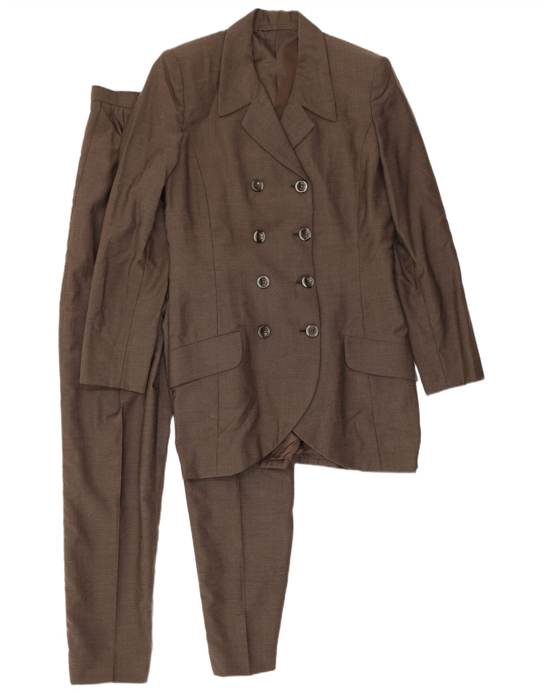 Vintage 2-delt jakkesæt til kvinder UK 10 Small W26 L29 brun sildeben