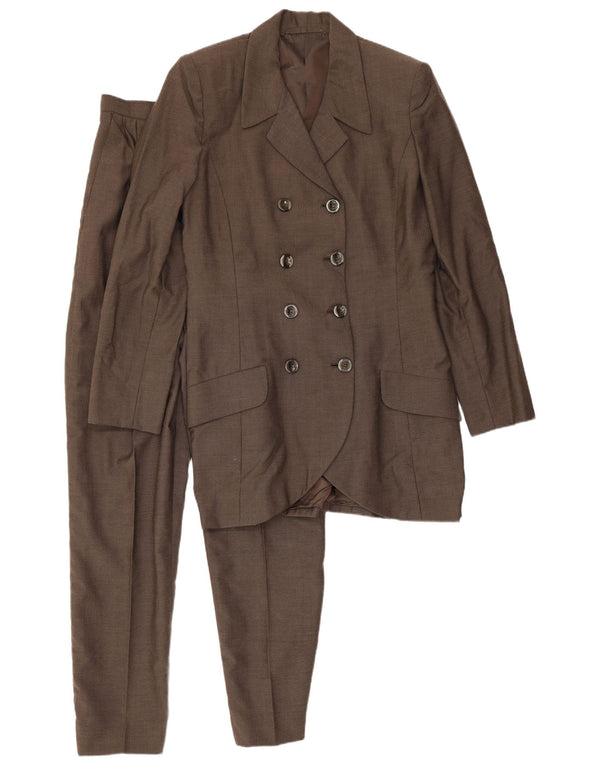 Vintage 2-delt jakkesæt til kvinder UK 10 Small W26 L29 brun sildeben