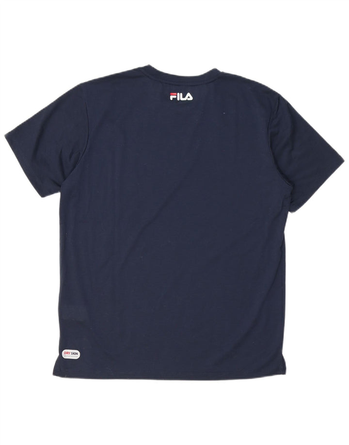 Fila Herre Grafisk T-Shirt Top Medium Marineblå Polyester