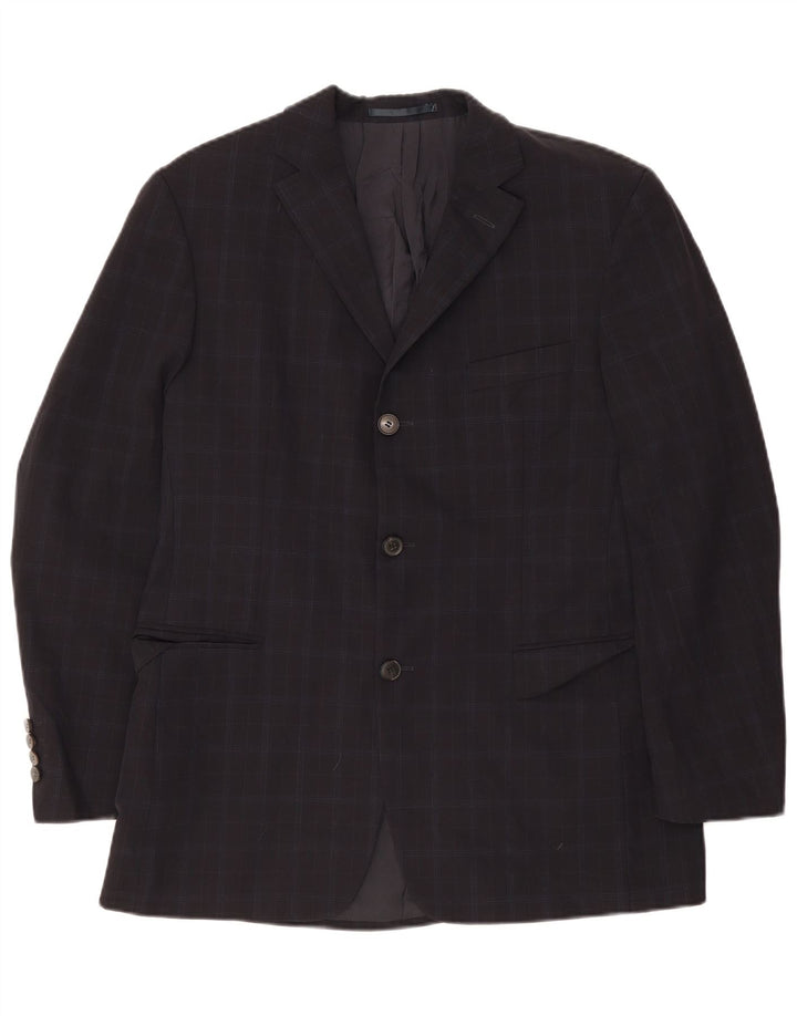 Hugo Boss Herre 3-knaps blazerjakke UK 38 Medium Navy Blue Check