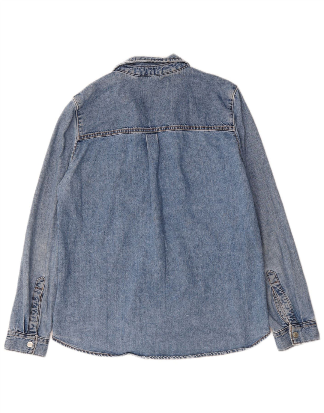 Zara Dame Denim Shirt UK 14 Medium Blue Cotton