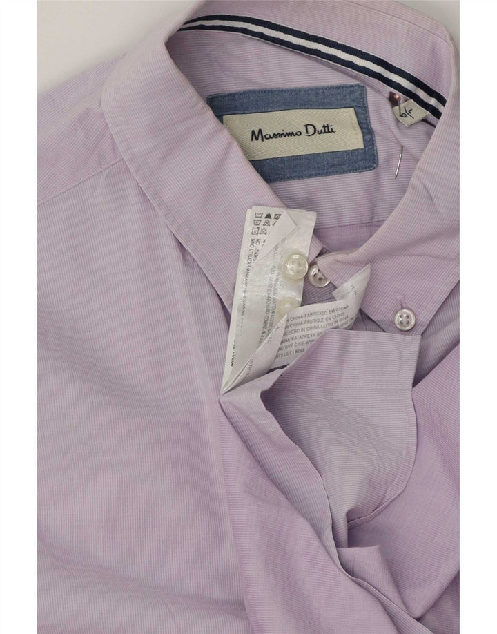 Massimo Dutti herreskjorte stor lilla nålestribet bomuld