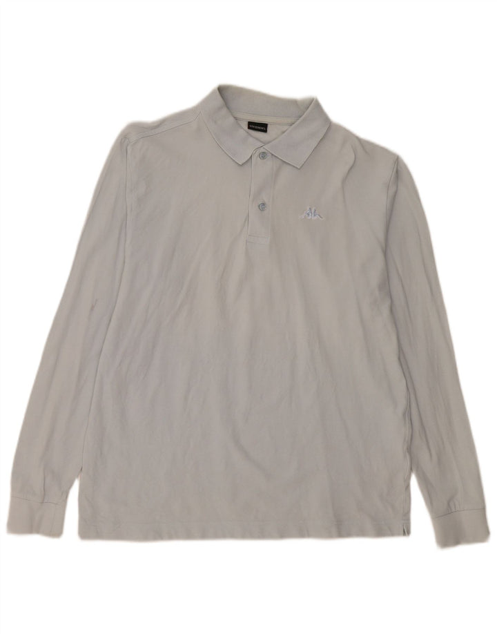 KAPPA Langærmet poloshirt til mænd mellemblå bomuld