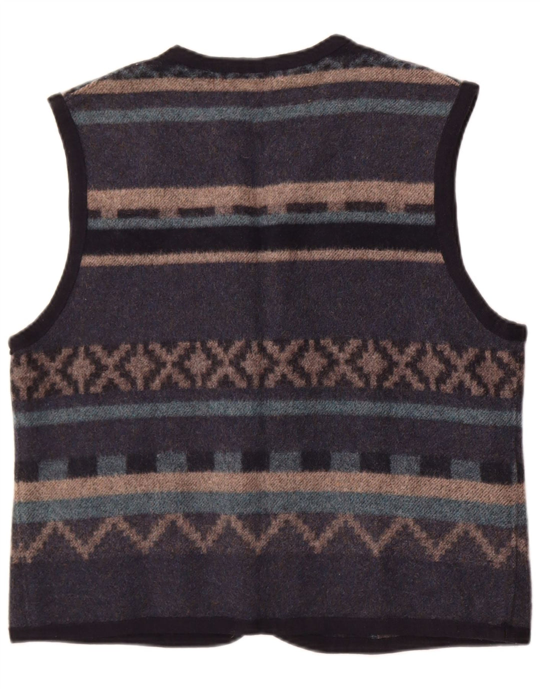 Vintage herrevest Medium Blue Fair Isle Wool