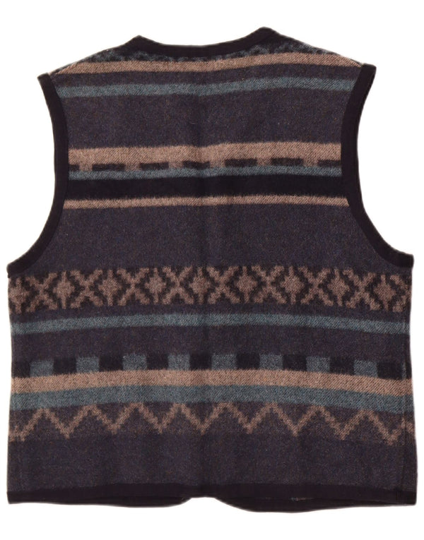 Vintage herrevest Medium Blue Fair Isle Wool