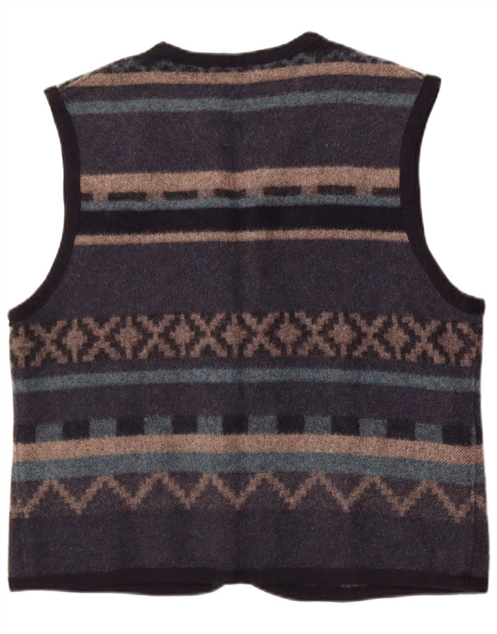 Vintage herrevest Medium Blue Fair Isle Wool