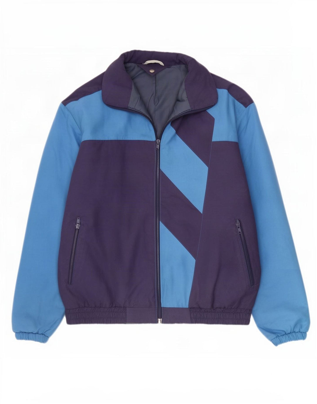 Vintage Bomber Jacket UK 40 Large Navy Blue Colourblock Polyester