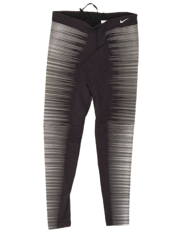 NIKE Dame Dri Fit Leggings UK 8 Small Grey Pinstripe Nylon