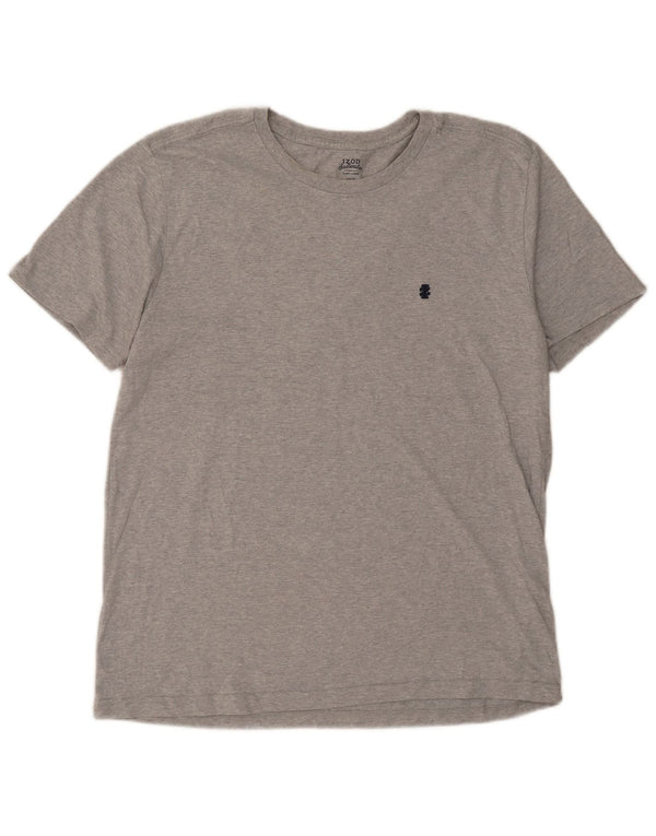 Izod Herre Salt Vand Slim Fit Grafisk T-Shirt Top XL Grå Flecked Bomuld