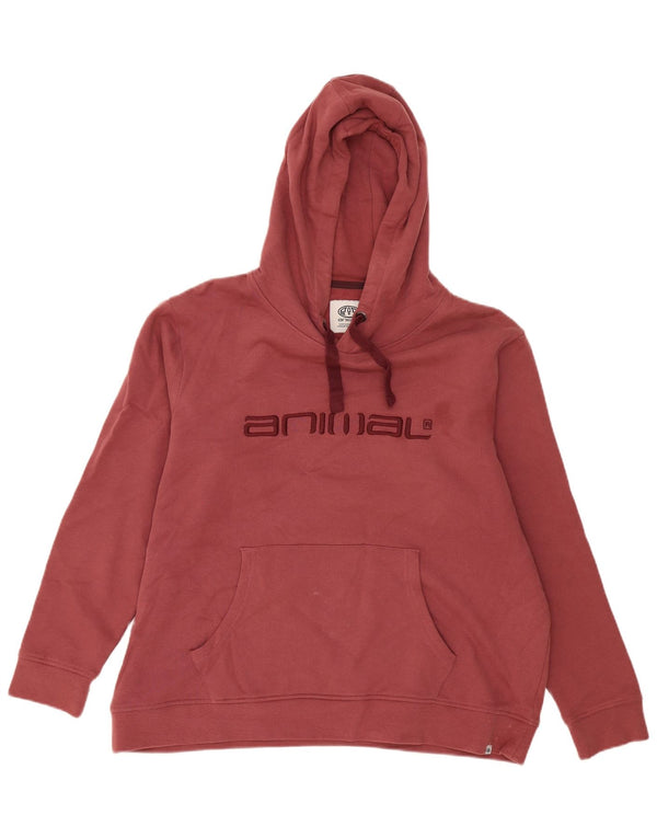 Animal Dame Grafisk Oversized Hoodie Jumper UK 18 XL Rød Bomuld